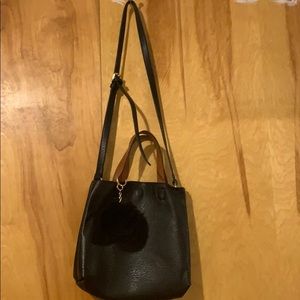 Black- brown reversible crossbody bag